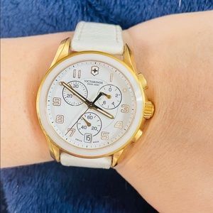 Victorinox swiss army chronograph leather dial watch